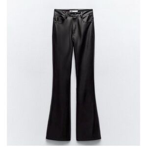 Zara Black Faux Leather Flare Pants